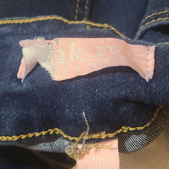 Pink Ivy Distressed Blue Girls Jeans EUC Size 10 Stretch - Picture 4 of 11